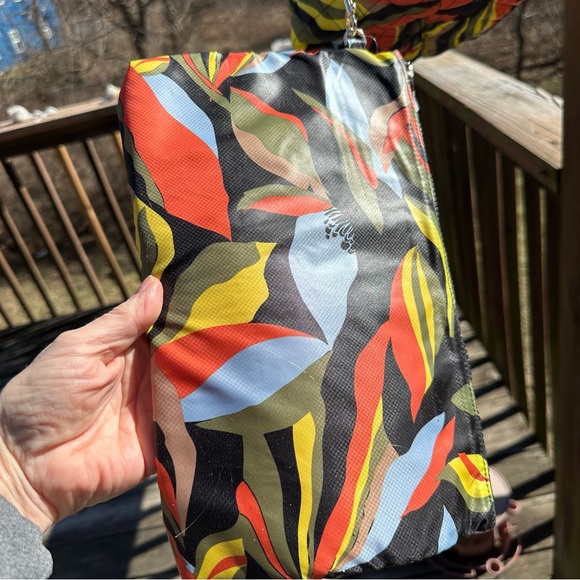 Oliver Thomas Orange Tropical Tote with matching insert pouch Reversible - Picture 3 of 7